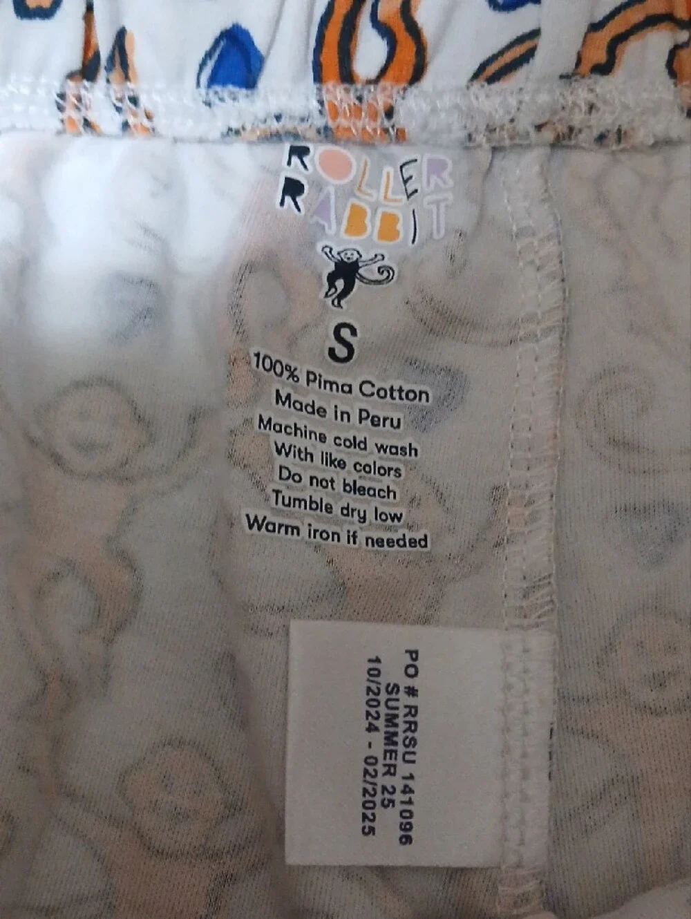 Roller Rabbit White Short Pajama Set with Orange Monkey Print and Blue Piping